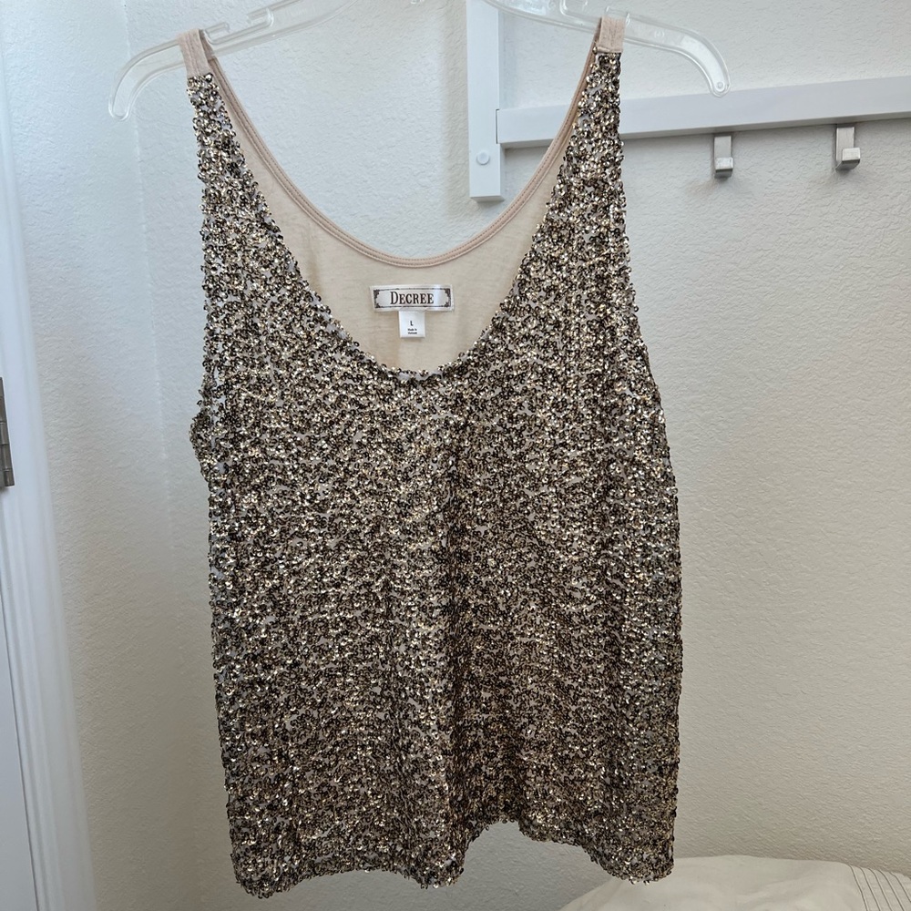 Gold sequin tank top